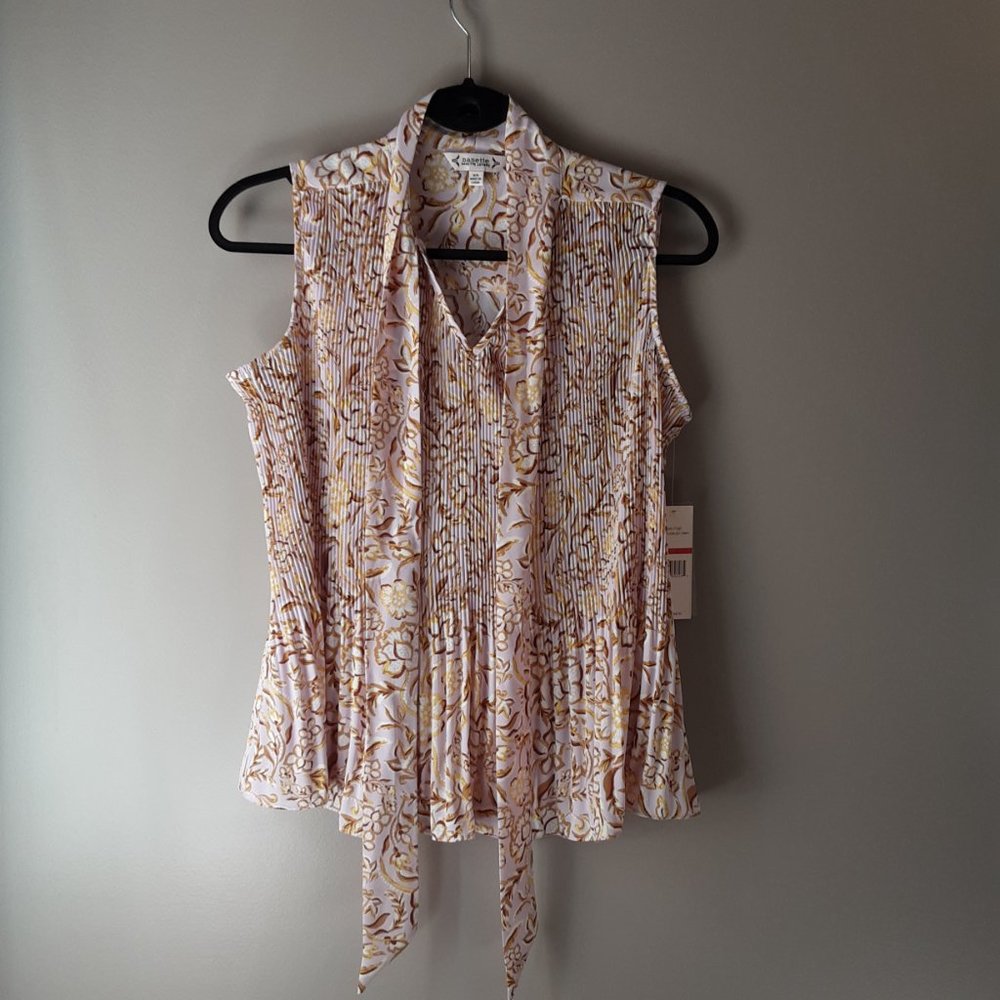 Nanette Lepore New Orchid Bloom Sleeveless Cottagecore Blouse Tie NWT Size XS
